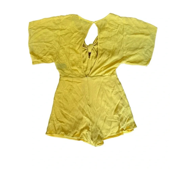 Louna Mustard Tie Romper Yellow Women’s Short Sleeve V-neck Size S - Picture 5 of 11